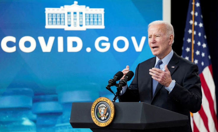 U.S. President Joe Biden delivers remarks on the coronavirus disease (COVID-19) before receiving a second COVID-19 booster vaccination in the Eisenhower Executive Office Buildingâs South Court Auditorium at the White House in Washington, U.S., March 30,
