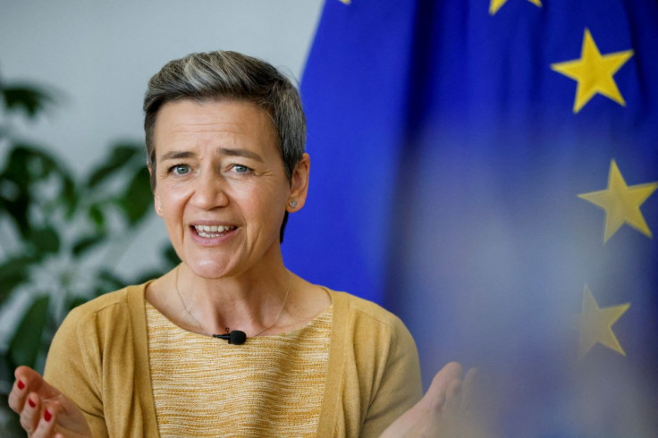 European Commission Vice President MargretheÂ Vestager speaks during an interview with Reuters in Brussels, Belgium, March 28, 2022. 