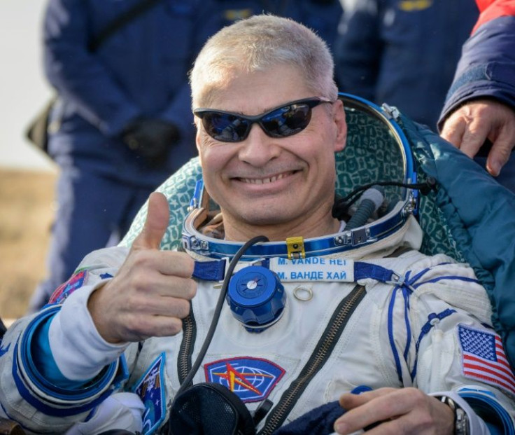 US astronaut Mark Vande Hei is seen in a NASA handout picture after the landing of the Soyuz MS-19 space capsule from the International Sapce Station in a remote area of Kazakhstan, on March 30, 2022