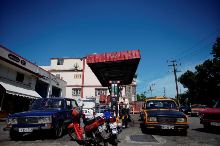 Cars line-up to buy fuel at a gas station in Havana, Cuba, July 19, 2019. 