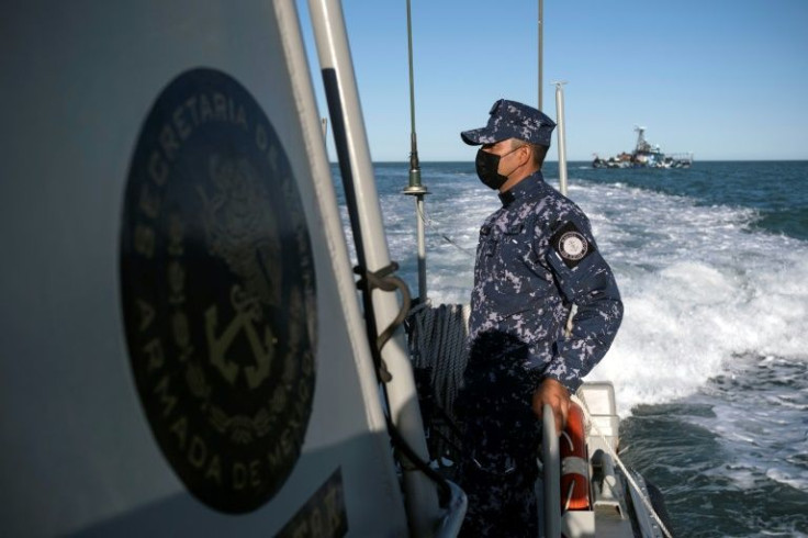 A Mexican navy vessel patrols the Gulf of California as part of efforts to save the critically endangered vaquita porpoise from extinction