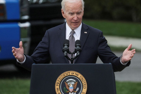 U.S. President Joe Biden delivers remarks on administration efforts to strengthen national supply chains and increase the number of truck drivers, at the White House in Washington, U.S., April 4, 2022. 