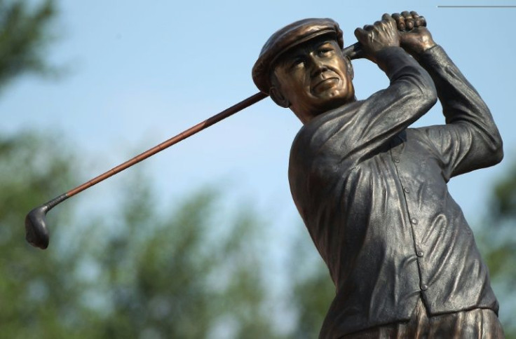 A statue of Ben Hogan at Colonial Country Club in Fort Worth recalls the legendary Texas golfer who won nine major titles, six of them after severe injuries in a 1949 automobile accident