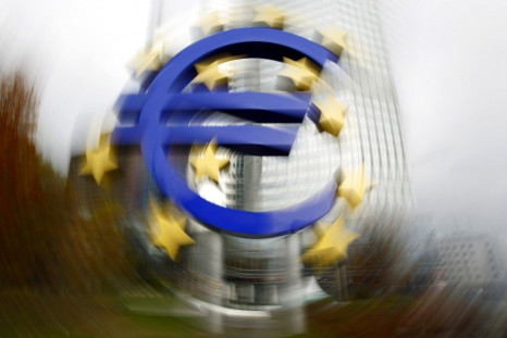 Large euro sign installation is seen in front of the European Central bank headquarters in Frankfurt.