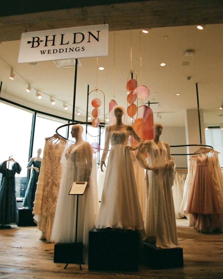 A range of wedding dresses are displayed at an Anthropologie store at BHLDN Century City, in Los Angeles, U.S., as seen in these undated handout images. Emma Jane Kepley for Anthropologie/Handout via REUTERS   