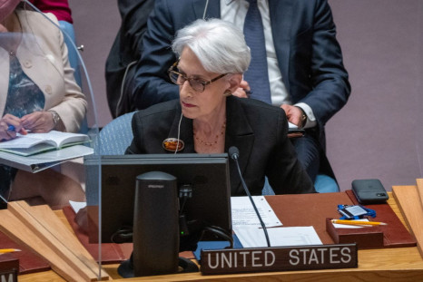 United States Deputy Secretary of State Wendy R. Sherman attends a United Nations Security Council meeting, amid Russia's invasion of Ukraine, at the United Nations Headquarters in New York City, New York, U.S., March 29, 2022. 
