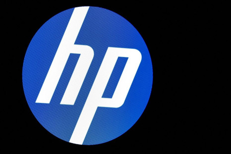 A screen displays the logo for HP Inc. at the New York Stock Exchange (NYSE) in New York, U.S., November 18, 2019. 