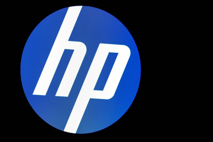 A screen displays the logo for HP Inc. at the New York Stock Exchange (NYSE) in New York, U.S., November 18, 2019.