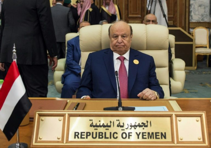 Abedrabbo Mansour Hadi, seen here in a picture released by the Saudi Royal Palace on May 31, 2019, who on Thursday said he would cede powers to new leadership council