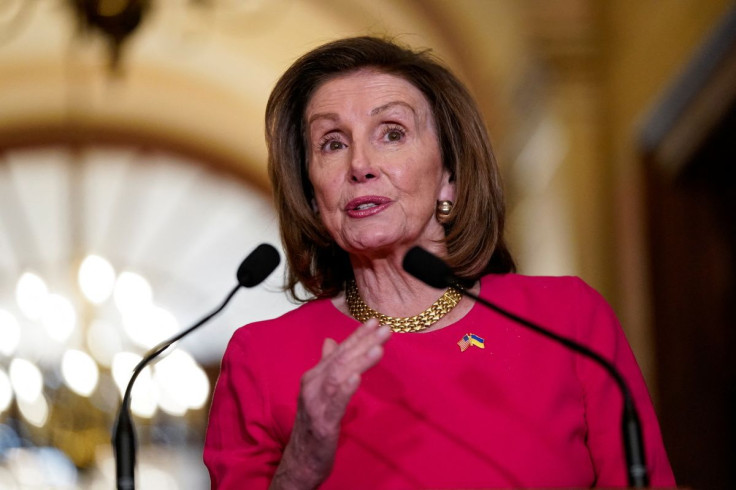 U.S. House Speaker Nancy Pelosi (D-CA) speaks as she welcomes Singapore's Prime Minister Lee Hsien Loong (not pictured) at the U.S. Capitol, in Washington, U.S., March 30, 2022. 