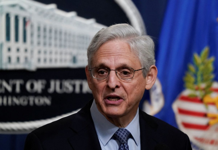 U.S. Attorney General Merrick Garland announces enforcement actions against Russia during a news conference at the Justice Department in Washington, U.S., April 6, 2022. 