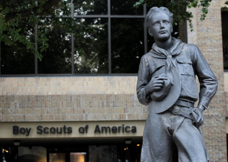 The statue of a scout stands in the entrance to Boy Scouts of America headquarters in Irving, Texas, February 5, 2013.