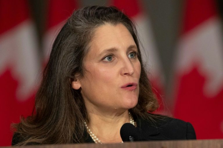 Canadian Finance Minister Chrystia Freeland, pictured in October 2021, earmarked an additional Can$8 billion (US$6.4 billion) for the military