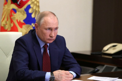 Russian President Vladimir Putin chairs a meeting on the country's agricultural and fish industries via a video link at a residence outside Moscow, Russia April 5, 2022. Sputnik/Mikhail Klimentyev/Kremlin via 