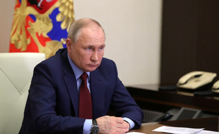 Russian President Vladimir Putin chairs a meeting on the country's agricultural and fish industries via a video link at a residence outside Moscow, Russia April 5, 2022. Sputnik/Mikhail Klimentyev/Kremlin via 