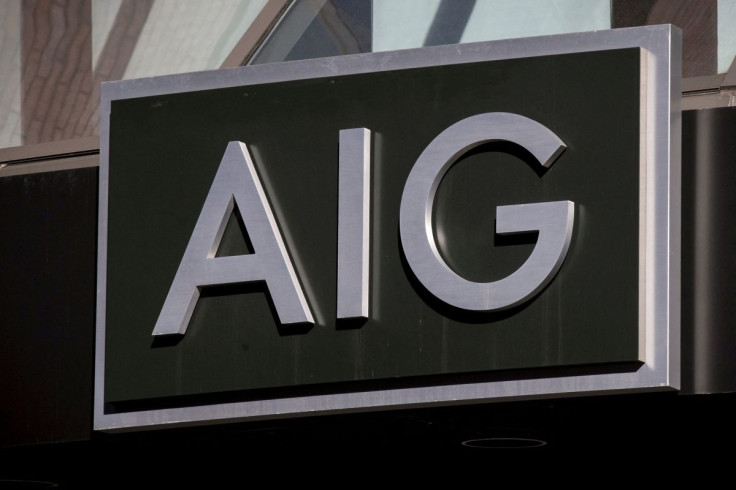 The AIG logo is seen at its building in New York's financial district March 19, 2015.