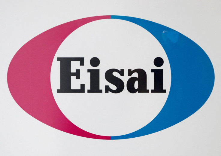 The logo of Eisai Co Ltd is displayed at the company headquarters in Tokyo, Japan, March 8, 2018. 