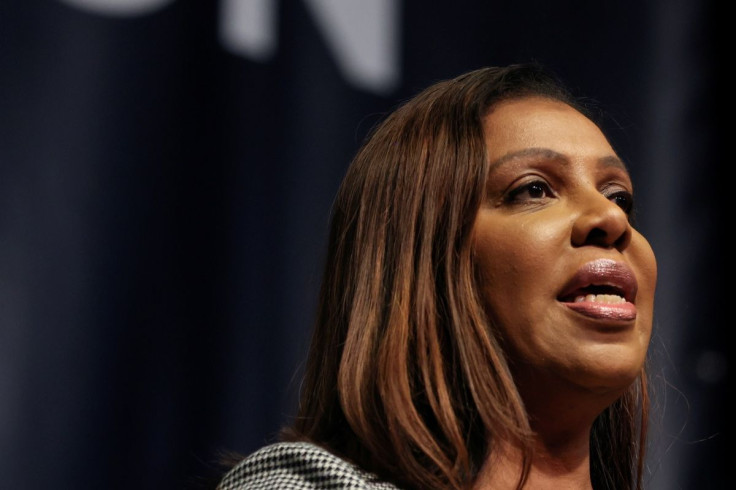New York Attorney General Letitia James delivers remarks at the New York Democratic party 2022 State Nominating Convention in Manhattan in New York City, U.S., February 17, 2022. 