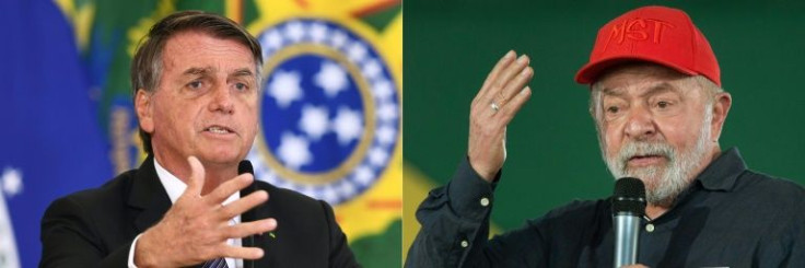 Incumbent President Jair Bolsonaro (L) and leftist former leader Luiz Inacio Lula da Silva face of in elections in October