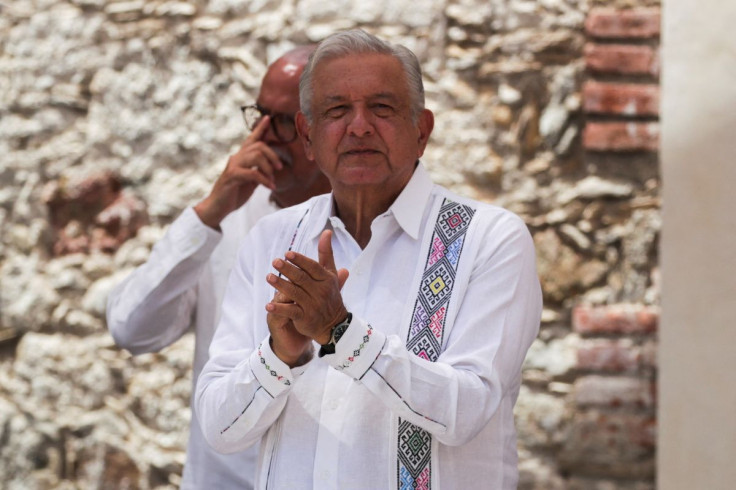Mexico's President Andres Manuel Lopez Obrador applauds during a visit of work about the construction of the new Museum of Islas Marias, an educational tourist attraction in what once was the last island-prison, in Isla Maria Madre, Mexico April 9, 2022. 