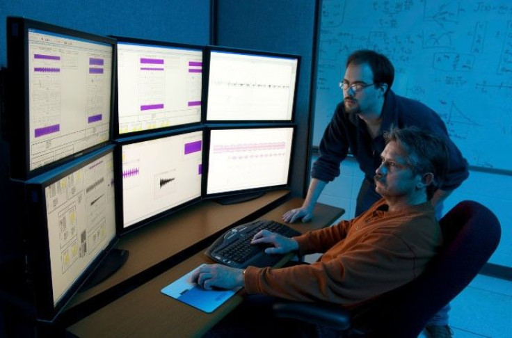 Department of Homeland Security (DHS) researchers use advanced modeling and simulation equipment as they work on the DHS Control Systems Security Program (CSSP) at the Idaho National Laboratory in Idaho Falls, Idaho