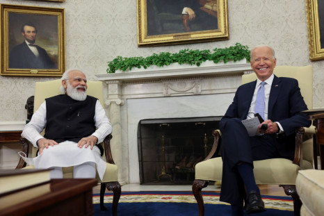 U.S. President Joe Biden meets with India's Prime Minister Narendra Modi in the Oval Office at the White House in Washington, U.S., September 24, 2021. 