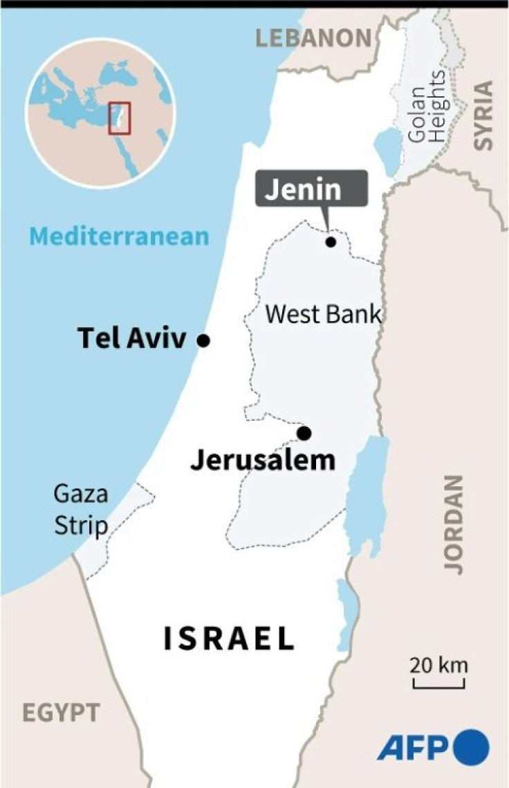 Map locating Jenin, in the West Bank.