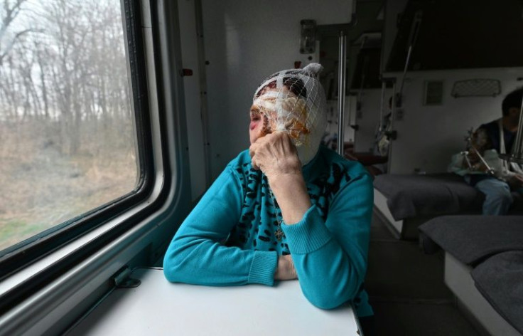 Praskovya, 77, suffered an injury to her eye, which is now covered in a large white bandage