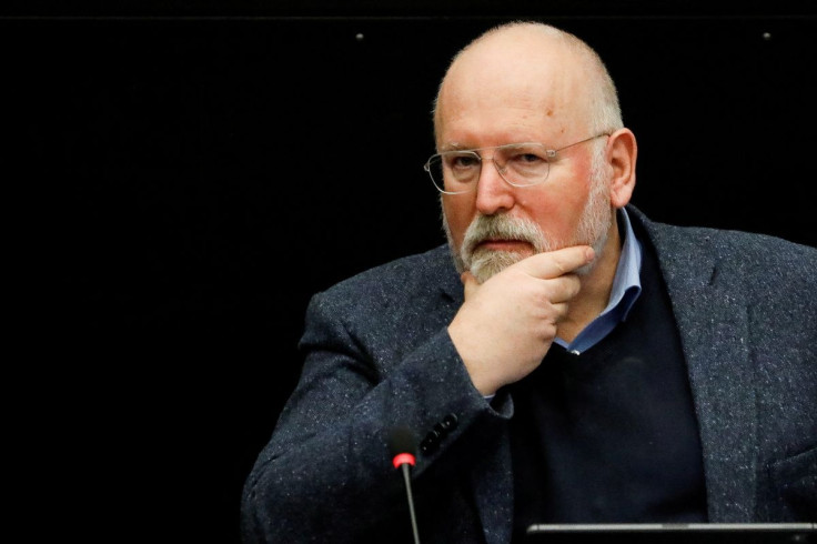 Vice President of the European Commission, Frans Timmermans, gestures during the Meeting of College of Commissioners at the European Parliament in Strasbourg, France, 18 January 2022. Julien Warnand/Pool via 