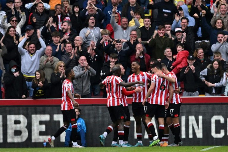 Brentford celebrate their win over West Ham