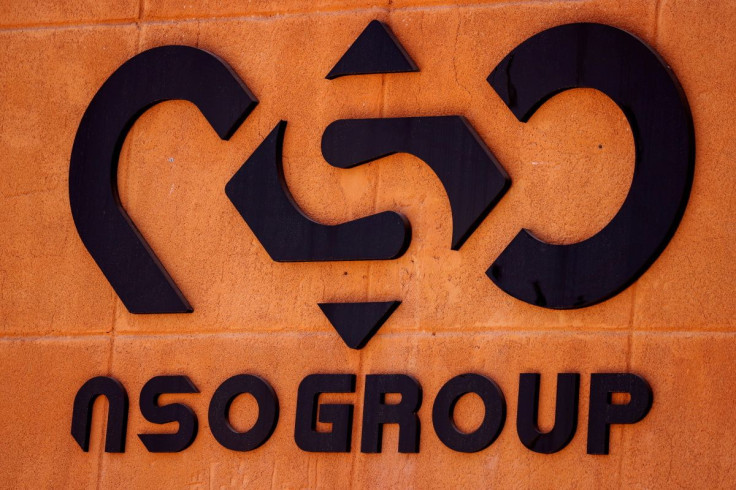 The logo of Israeli cyber firm NSO Group is seen at one of its branches in the Arava Desert, southern Israel July 22, 2021.
