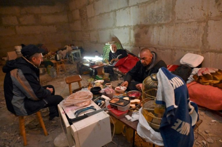 Residents took shelter from the shelling in Kharkiv