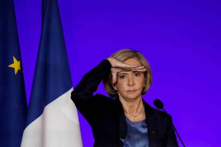 Valerie Pecresse, head of the Paris Ile-de-France region and Les Republicains (LR) right-wing party candidate for the 2022 French presidential election speaks during a press conference to present her electoral program in Paris, France, March 14, 2022. 