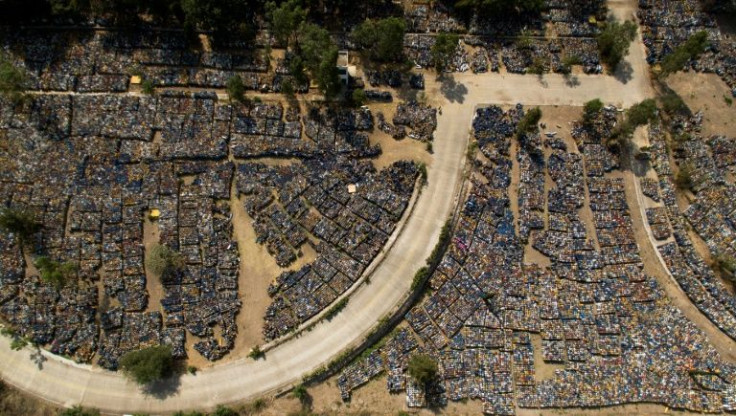 An aerial view of the former 18 de Marzo refinery in Mexico City where thousands of disused gas cylinders are stored
