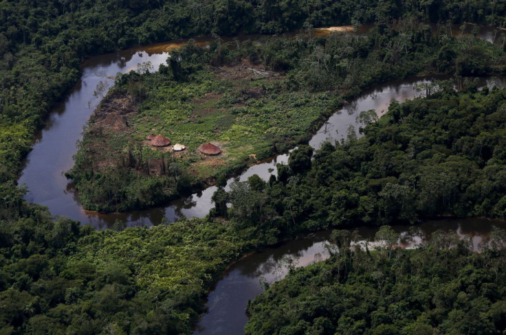A village of indigenous Yanomami is seen during Brazilâs environmental agency operation against illegal gold mining on indigenous land, in the heart of the Amazon rainforest, in Roraima state, Brazil April 18, 2016. Picture taken April 18, 2016. 