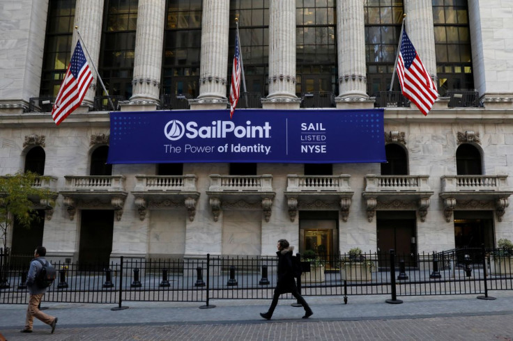 A banner for Sailpoint Technologies Holdings Inc. is displayed on the front of the New York Stock Exchange (NYSE) to celebrate the company's IPO in New York, U.S. November 17, 2017.