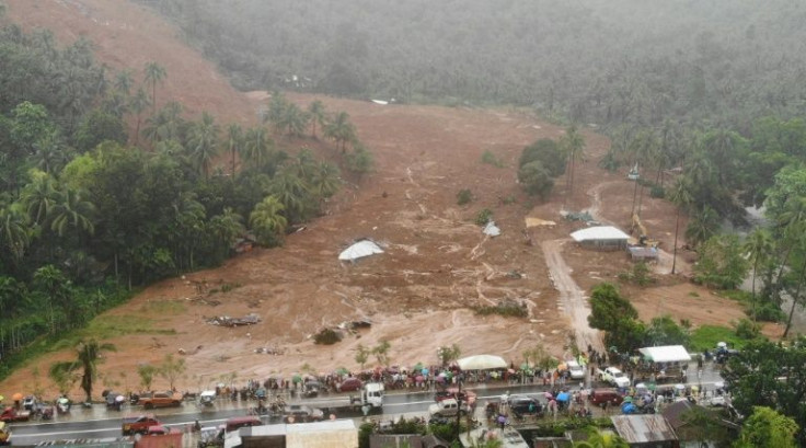 A mountain of mud and earth swept down a hill and engulfed Bunga village in Leyte province
