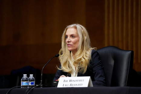 Federal Reserve Board Governor Lael Brainard testifies before a Senate Banking Committee hearing on her nomination to be vice-chair of the Federal Reserve, on Capitol Hill in Washington, U.S., January 13, 2022. 