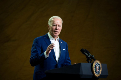 U.S. President Joe Biden speaks while visiting a POET Bioprocessing plant in Menlo, Iowa, U.S., April 12, 2022. 