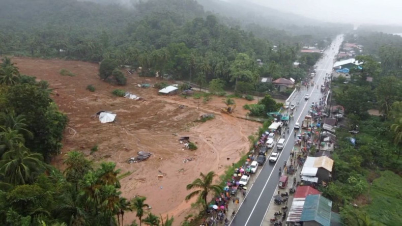 A general view shows damages after a landslide caused by tropical storm Megi, that hit Philippines' eastern and southern coasts, in Baybay city, eastern province of Leyte, Philippines, in this still image taken from a video April 11, 2022. Courtesy As You