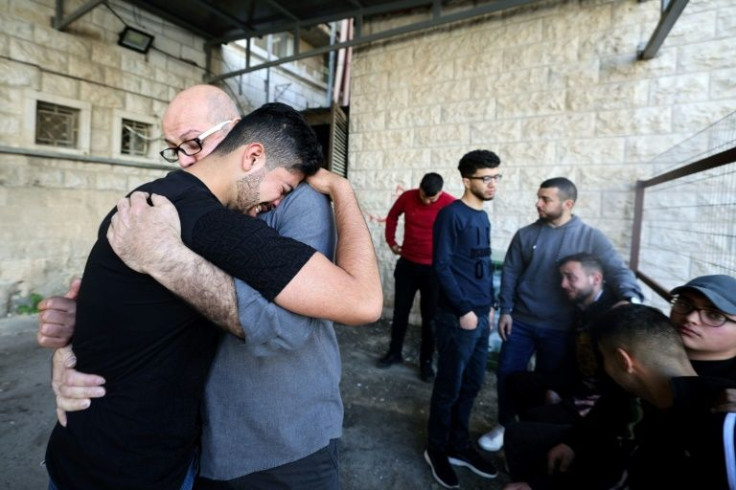 Friends mourn the death of Palestinians human rights lawyer Muhammad Hassan Muhammad Assafa, shot by Israeli troops during their incursion into Nablus, according to the health ministry