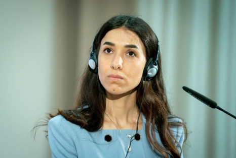 Nobel Peace Prize laureate and Yazidi activist Nadia Murad meets German FM Heiko Maas during a symbolical start of the lectures "Women, Peace and Security" in Berlin, Germany, May 7, 2021.     Kay Nietfeld/Pool via 