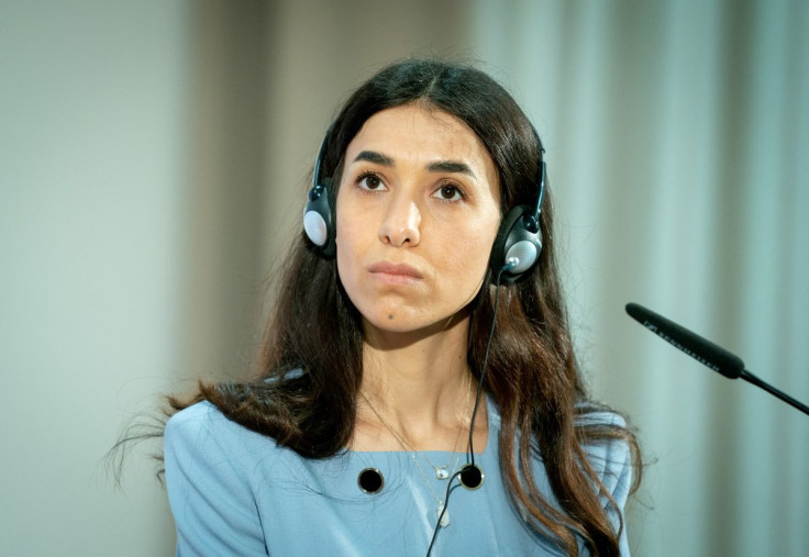 Nobel Peace Prize laureate and Yazidi activist Nadia Murad meets German FM Heiko Maas during a symbolical start of the lectures "Women, Peace and Security" in Berlin, Germany, May 7, 2021.     Kay Nietfeld/Pool via 