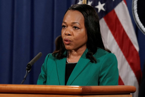 Assistant Attorney General for Civil Rights Kristen Clarke speaks during a news conference where U.S. Attorney General Merrick Garland (not pictured) announced that the Justice Department will file a lawsuit challenging a Georgia election law that imposes