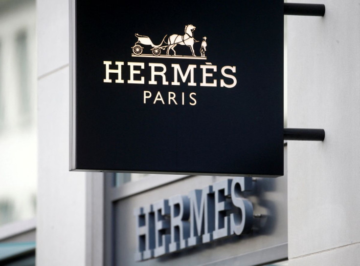 The logo of French luxury group Hermes is seen at a store in Zurich, Switzerland February 17, 2021. 