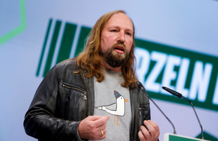 Germany's Greens party parliamentary group chair Anton Hofreiter speaks after the presentation of the governing coalition deal between SPD, FDP and Greens in Berlin, Germany, November 25, 2021.