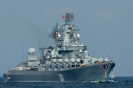 The Moskva, missile cruiser flagship of the Russian Black Sea Fleet, is seen entering Sevastopol Bay in 2013
