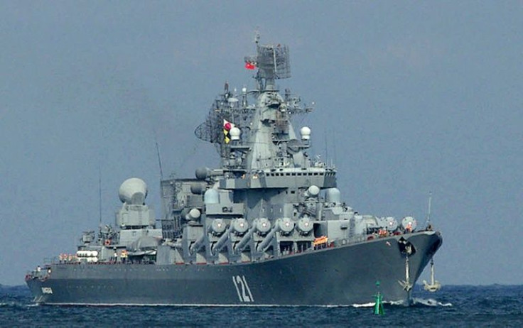 The Moskva, missile cruiser flagship of the Russian Black Sea Fleet, is seen entering Sevastopol Bay in 2013