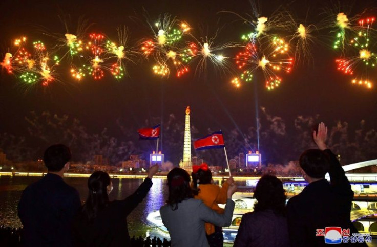 North Korea marked the birthday of its founder with a civilian parade, synchronised dancing and fireworks