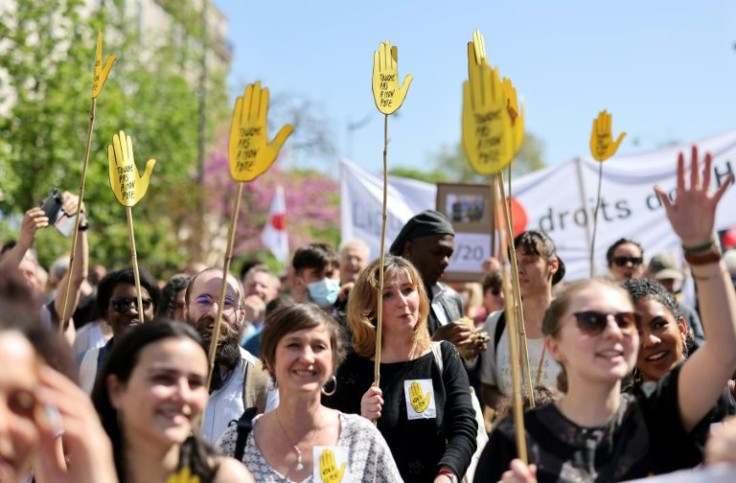 Anti-racism protesters march against far-right candidate Marine Le Pen